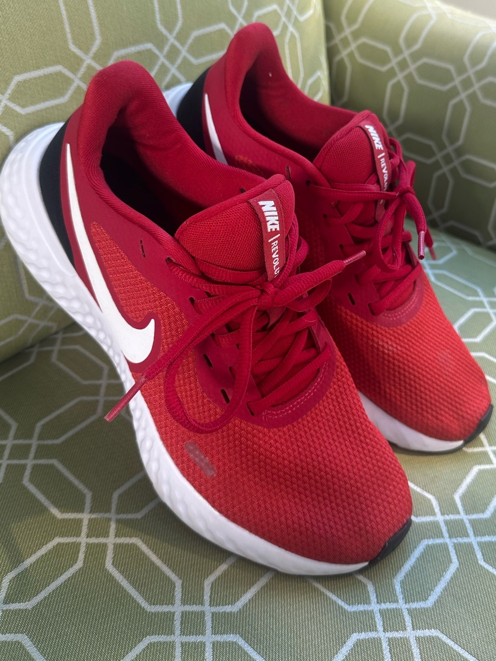 Nike Women’s Red Mesh Running Sneakers with White Swoosh